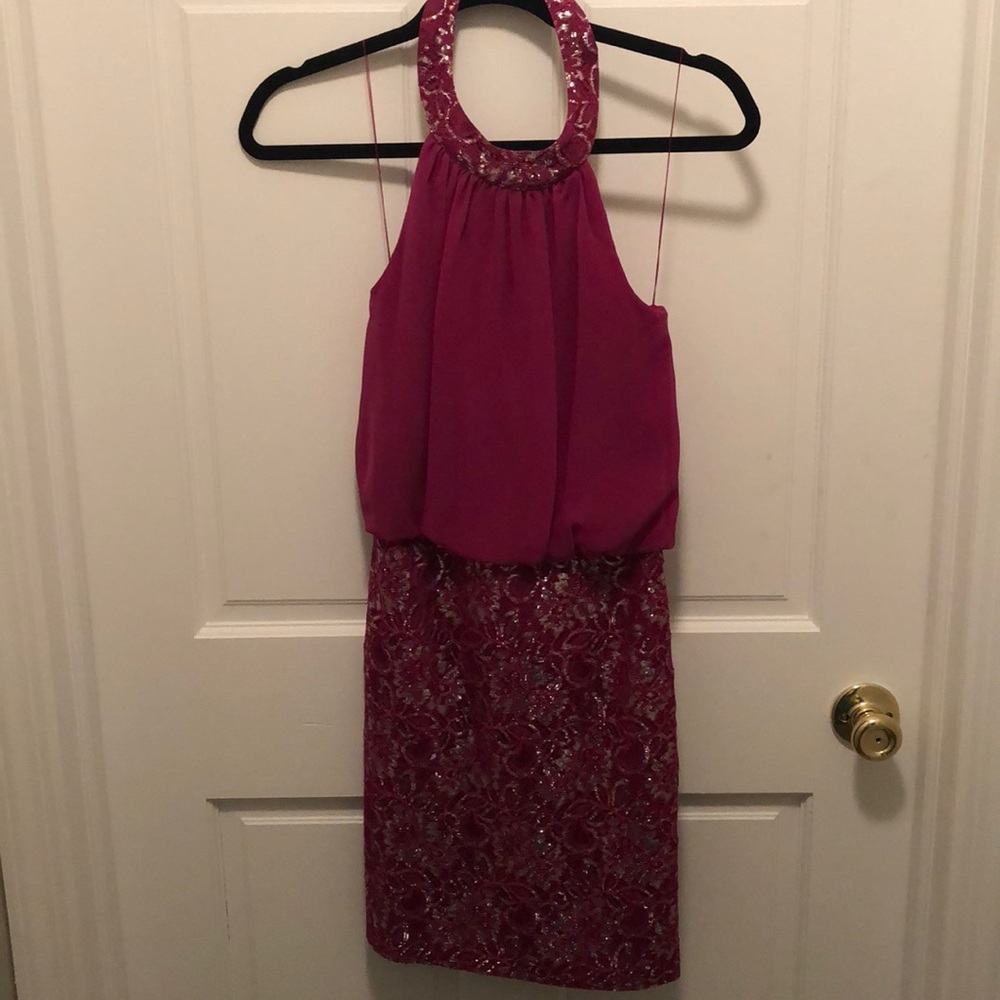 Halter Cocktail Dress- with embroidered bottom